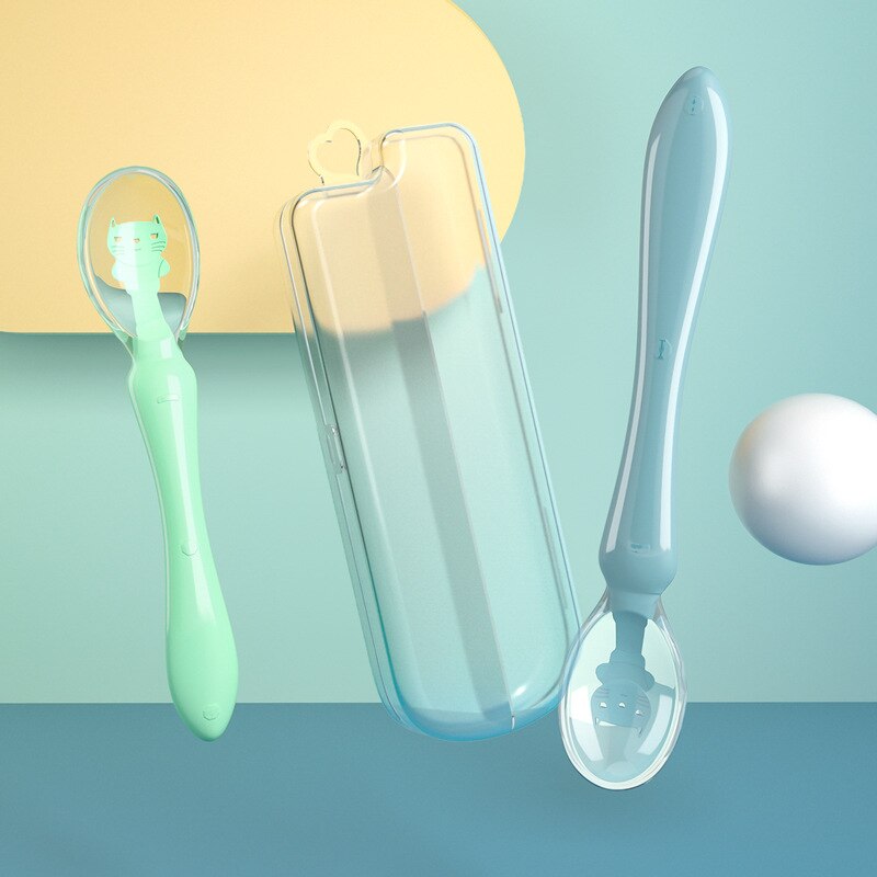 2 Packs Food Grade Silicone Baby Feeding Spoons Babies Infants Toddlers Self Feeding Training Spoons Baby Utensils