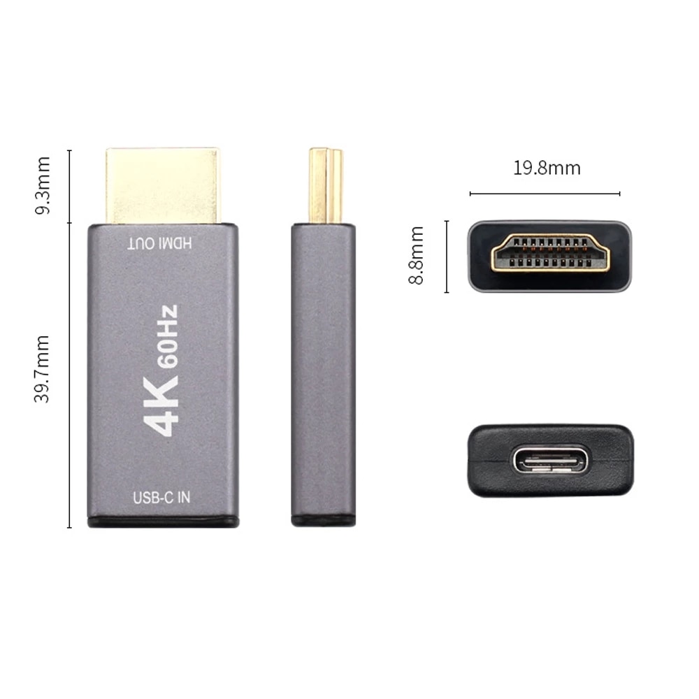 USB C Female to HDMI-compatible Male Adapter Converter 4K@60Hz For mobile phone 、Laptop connected to the Monitor Product
