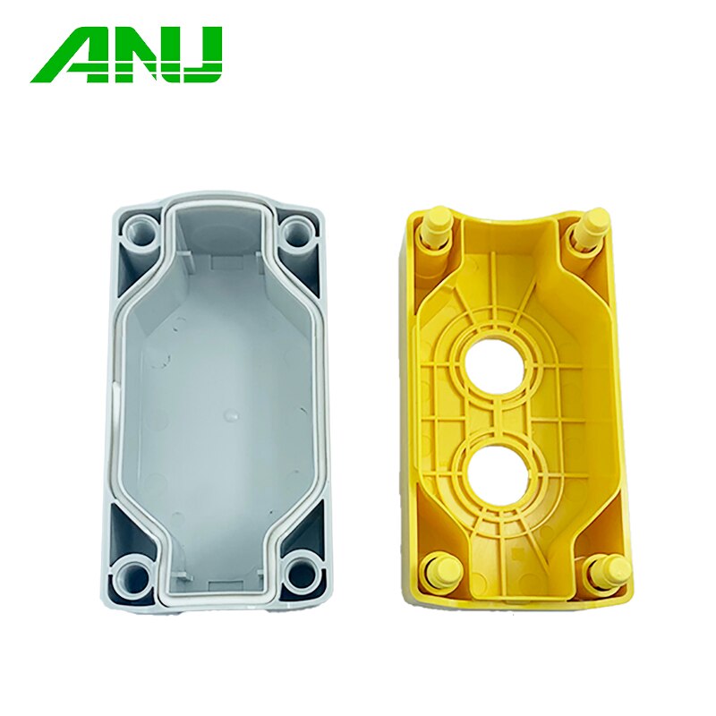 Waterproof Push Button Switch Box Suit For Emergency Stop Indicator Yellow/Gray IP66 PC+ABS 2 Hole Control Box