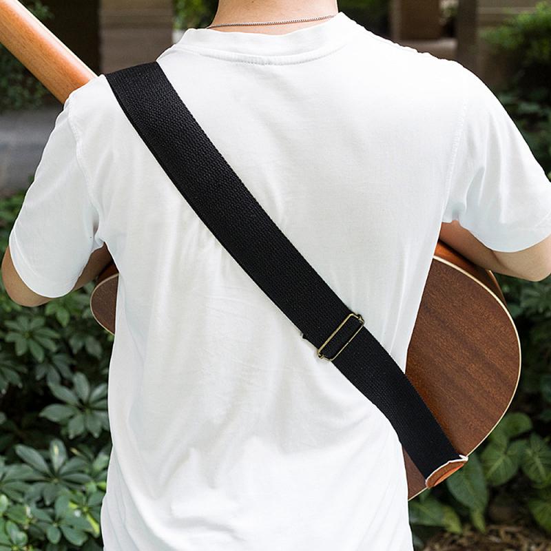 Correa de guitarra para el hombro ajustable, Correa guitarra algodón tejida con extremos de cuero para guitarra eléctrica, bajo eléctrico, ritmo, guitarra: 3 black