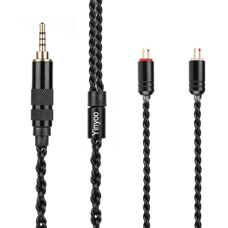 Yinyoo h3 h5 4 núcleo atualizado prata chapeado preto cabo 3.5/2.5/4.4mm fone de ouvido cabo com mmcx/2pin para lz a5 a4: 2PIN 2.5
