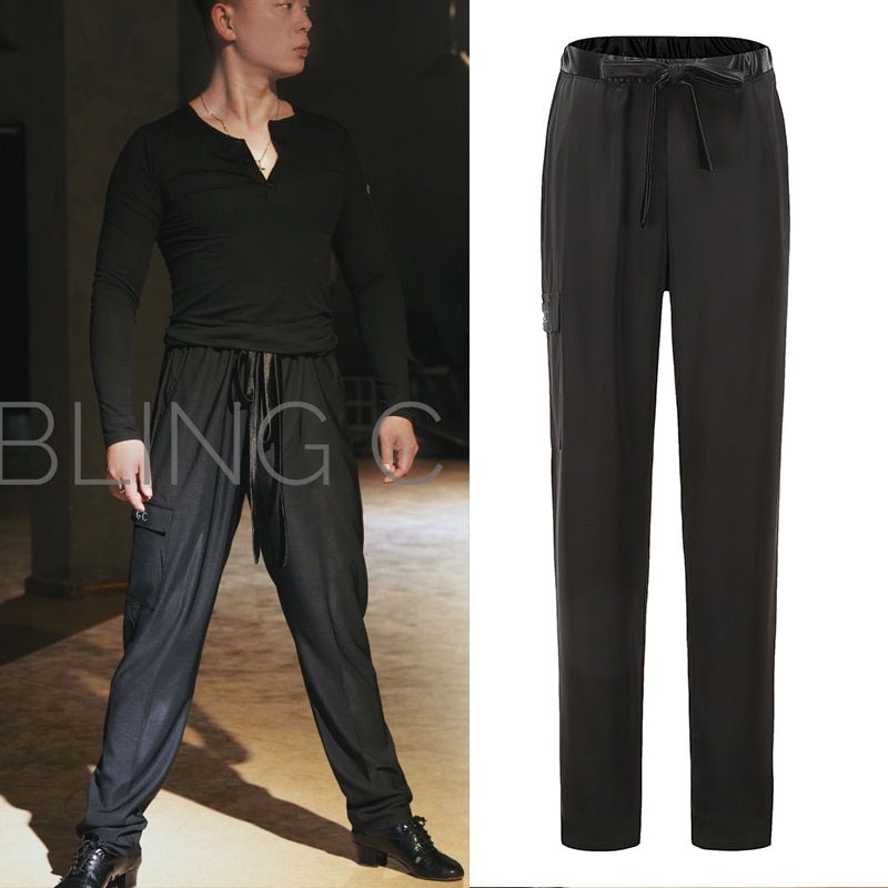 Soft Latin Dance Pants For Men Standard Dance Clothes Black Trousers Ballroom Wear Performance Training Boys Latin Pants BI653