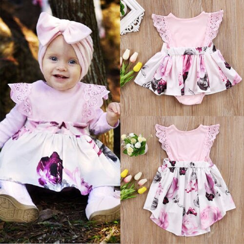 Tenue assortie pour soeur enfants | Robe de soleil en dentelle, motif Floral, barboteuse, pour petites filles: romper 24 M