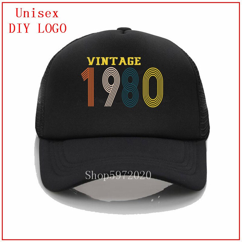 1980 vintage year hats for men snapback sun hats for women bucket hat baseball cap mens bassball caps best selling: 2black / Adult