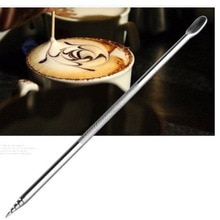 1PC Rvs Koffie Pull Bloem Naald Cappuccino Latte Espresso Barista Decorating Pen Keuken Huishouden Cafe Tool
