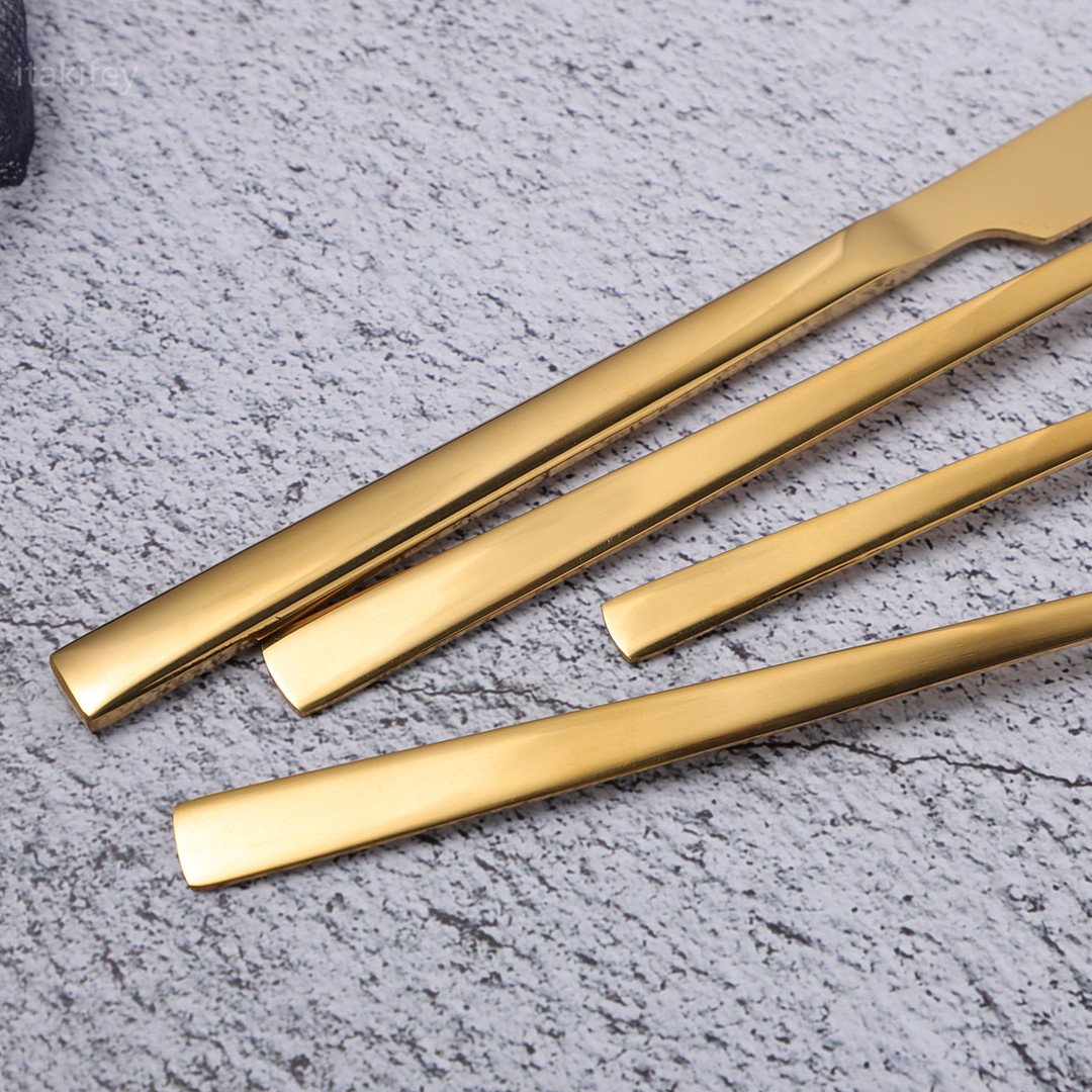4Pcs 18/10 Stainless Steel Dinnerware Set Golden Cutlery Spoon Fork Knife Western Cutleri Silverware tableware Set Supplies
