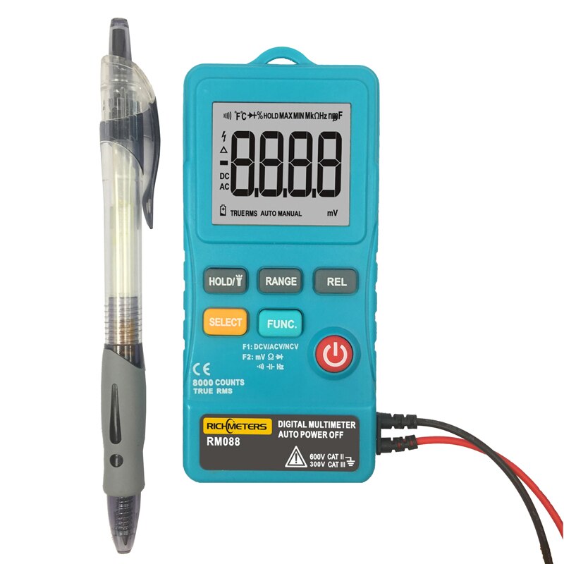RM088 Multimeter Multimetro Digital Tester 8000 Counts Mini Small Frequency True-RMS Flash Light AC/DC Voltage Ohm