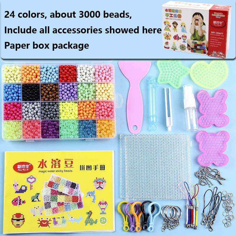 Kinder DIY Magie Wasser Klebrige Aqua Perlen Kit 5mm Sicher PVA Ball Perlen Handwerk Werkzeug Set Nicht Bügeln box für Kinder: YG10129-24-3000BX