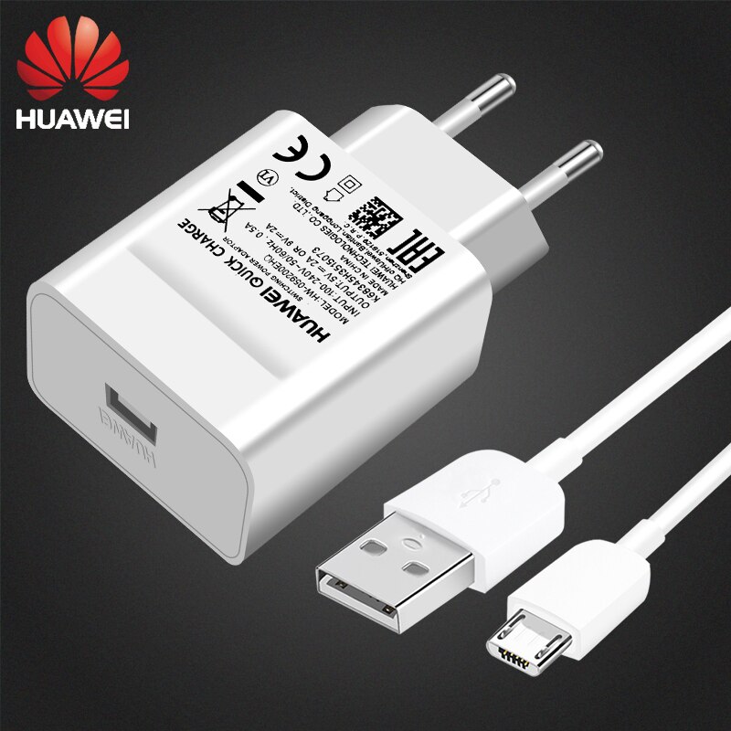 Huawei Snelle Usb Charger 18W 9V2A Quick Charge Usb Adapter Micro Usb Kabel Voor P8 P7 Plus P10Lite Honor 8 9 Mate 8 7 Nova 2i 3: EU Charger and Cable