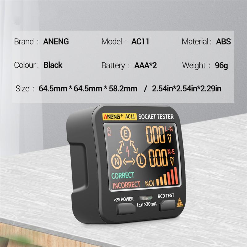 Ac11 digital soquete inteligente tester teste de tensão soquete detector eua/reino unido/ue plug zero linha terra verificação fase teste rcd ncv