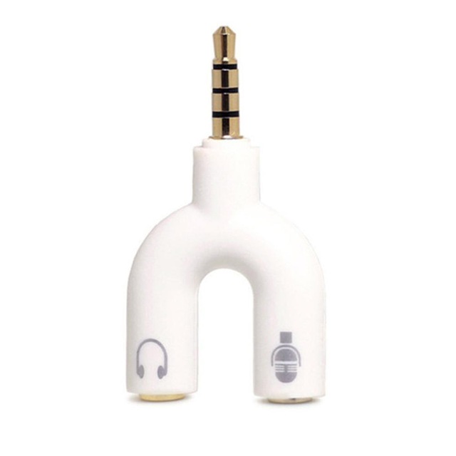 1PC Dual 3,5 MM U Typ Adapter Kopfhörer Stecker Audio Kabel Splitter Mikrofon 2 in 1 Schwenk Stecker jack Stecker Adapter: WHITE