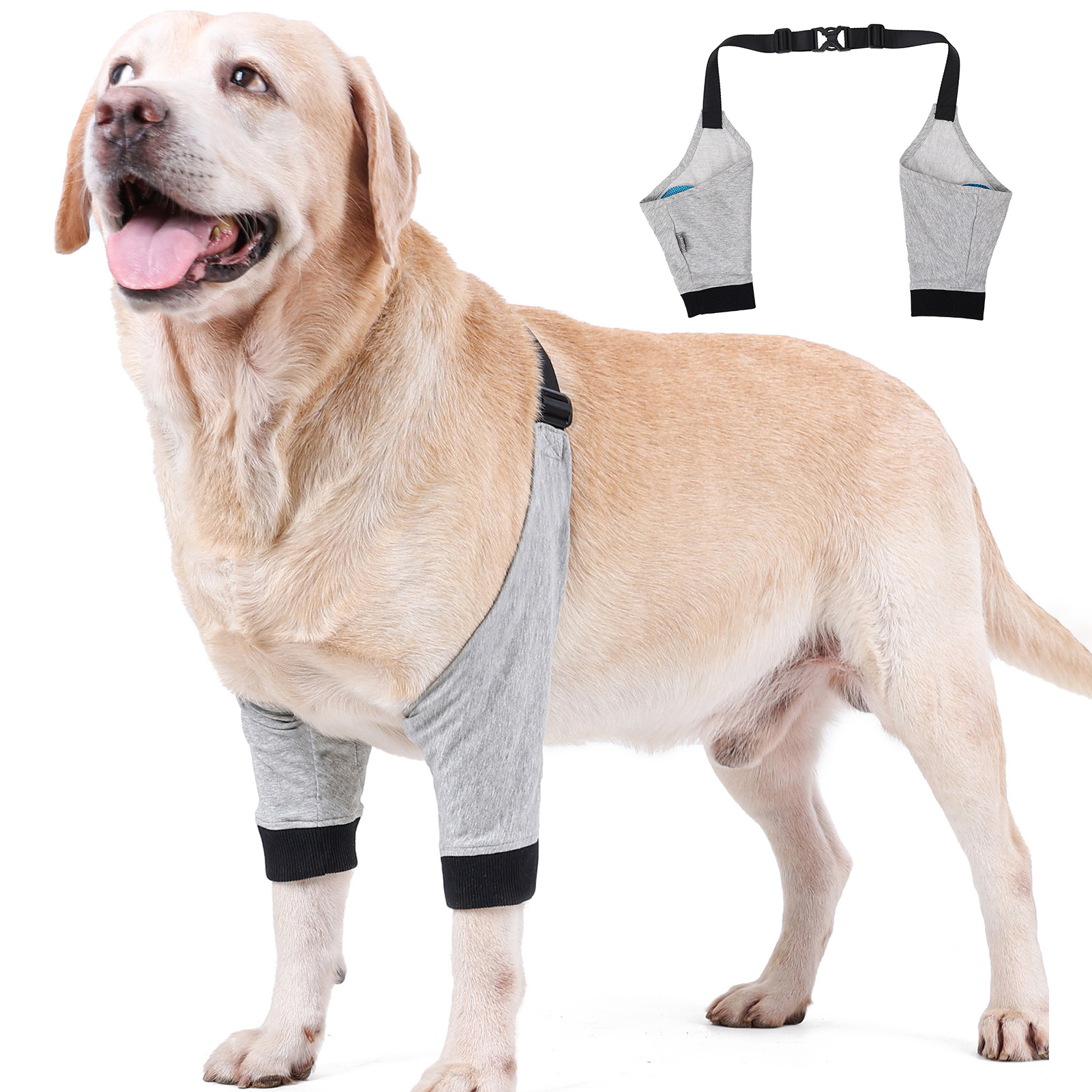 Protège-coude avant pour chien, manchon doux et respirant, soulagement de la douleur, soutien des épaules, coussinets d&#39;orthèse réglables pour chien