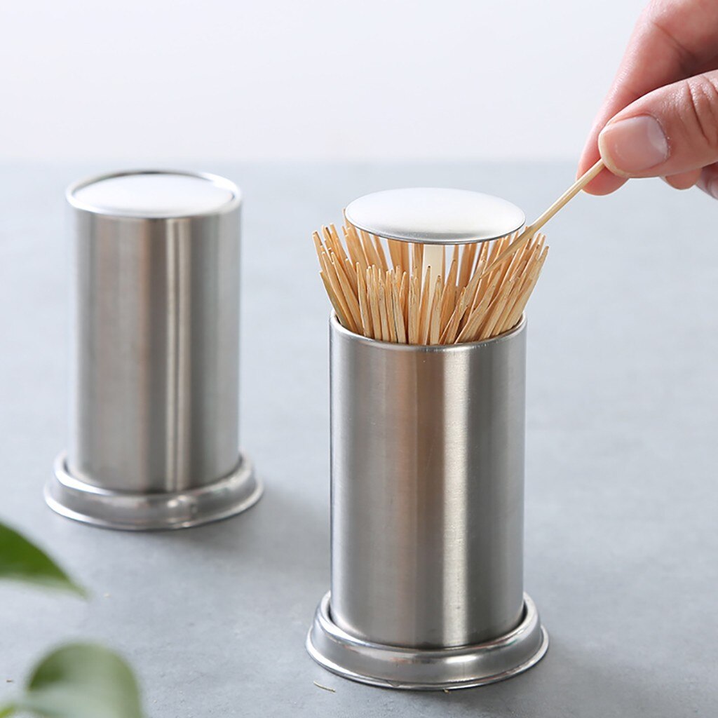 Sjov tandstik dispenser rustfrit stål tandstik holder stash hærder dent tandstikker dispenser porta stuzzicadenti