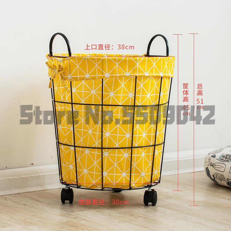 Fabric hamper Nordic wrought iron toy storage basket large laundry home bucket simple dirty clothes: a3