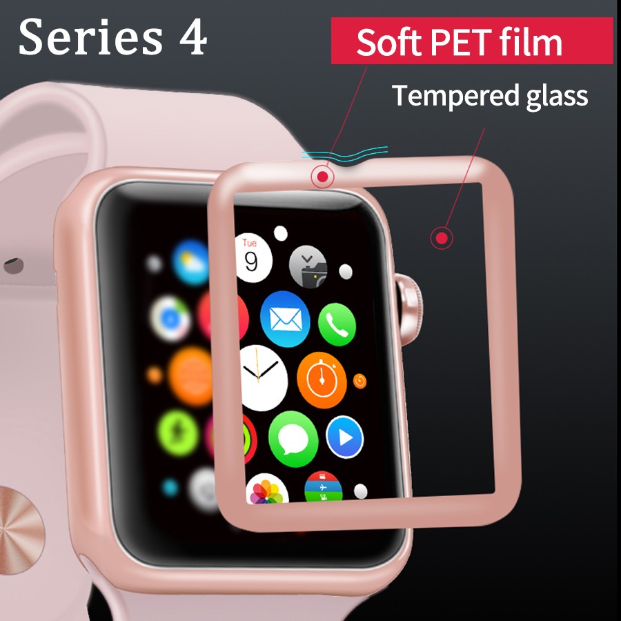 Screen Protector Film Full Cover 3D Curved Soft Edge Tempered Glass For Apple Watch 44mm 40mm Series 4 Watch band Accessories