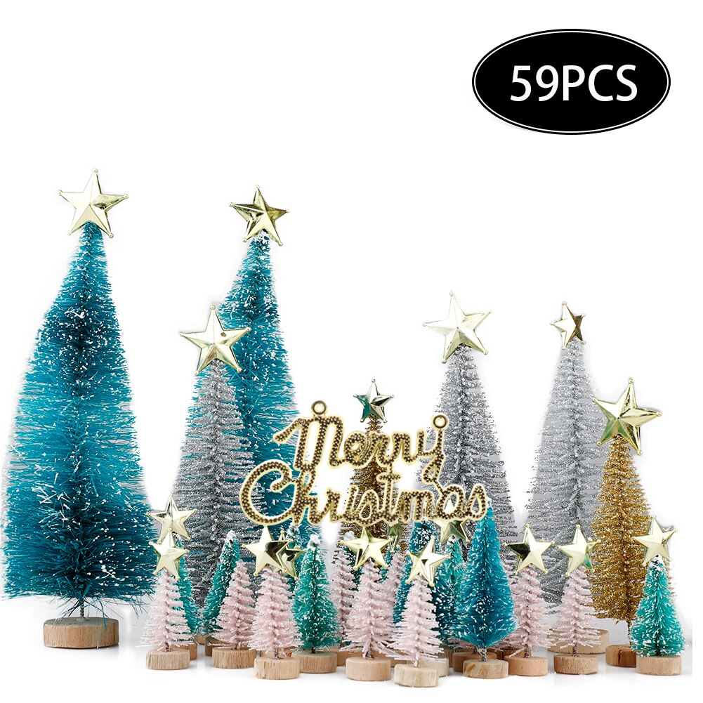 Mini arbre de noël coloré de 57 pièces | Faux pins, accessoire Photo de noël diy, décoration de Table pour fête de noël, décor de maison pour nouvel an
