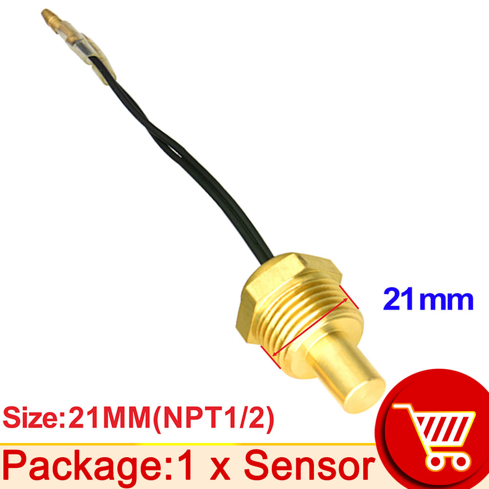 12V/24V Water Temperatuur Sensor Temp Afzender 50K Hoofd Plug 10Mm 12Mm 14Mm 16Mm Voor Auto Vrachtwagen Gauge Elektrische Meter Npt 3/8 1/8: 21MM