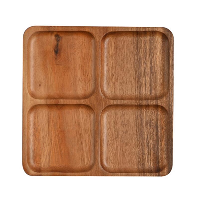 1 pc frugttallerken snack tallerken special tallerkener snack fad miljøvenlig serveringsbakke delt tallerken træ snack skillevæg brun: Default Title