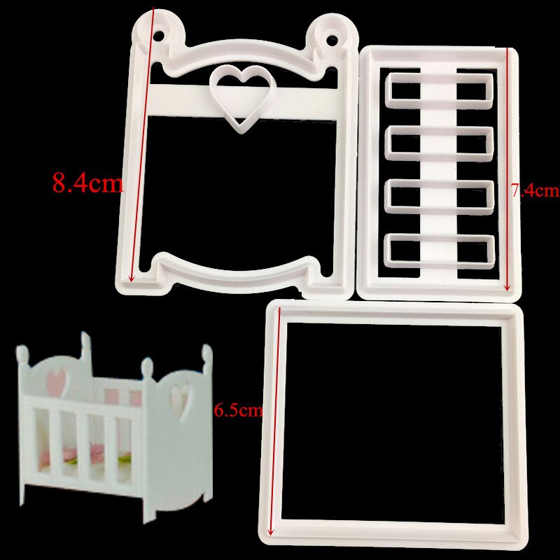 Fondant Embosser Baby Wieg Cookie Cutters Biscuit Mallen Icing Decorating Embossing Cutter Cake Tools