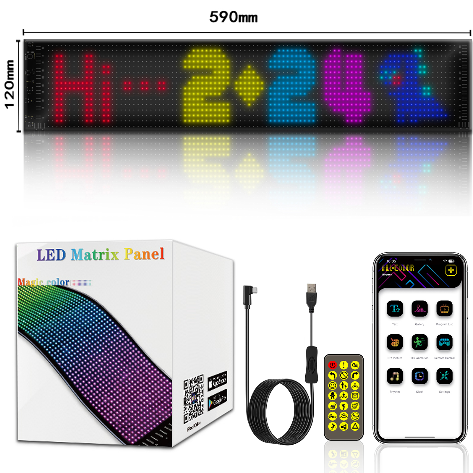 Rgb bluetooth-ohjaus led-näyttöpaneeli matriisi pikselikuvio vieritystekstianimaatio näyttövalo autokaupan näyttöruutu: Violetti