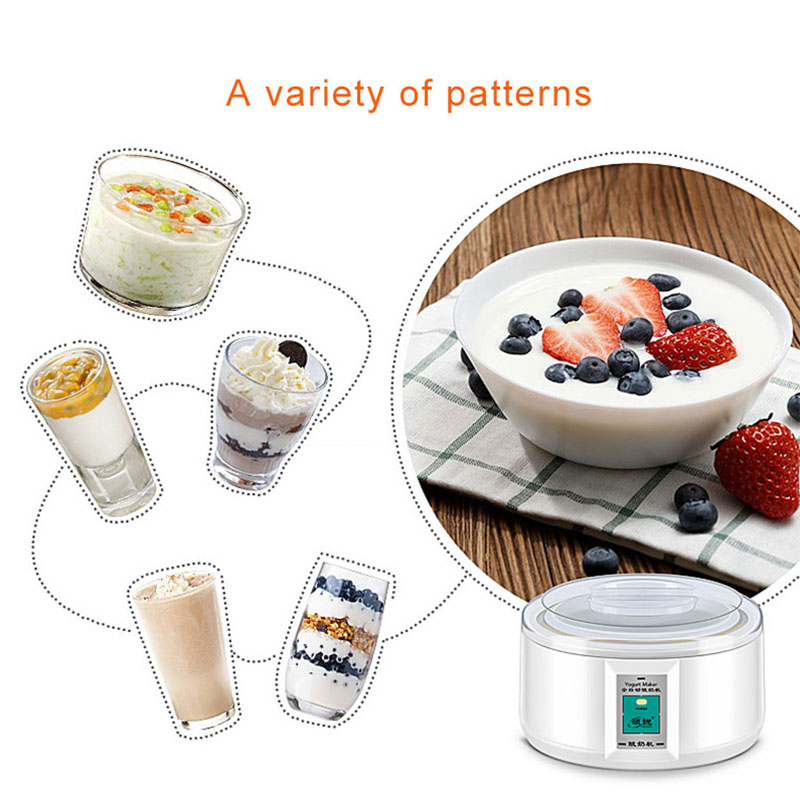 220V 1.5L Electric Automatic Yogurt Maker Machine Yoghurt DIY Tool Material Stainless Steel Plastic Container Kithchen Appliance
