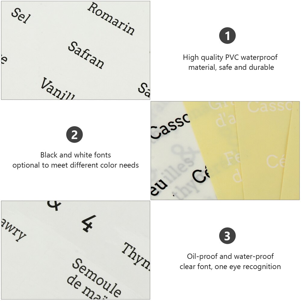 1 Set 208pcs French Ingredients Name Label Decals Spice Labels for Home