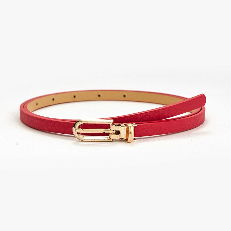 Vrouwen Candy Kleur Taille Riem Dunne Riem Broek Jean Riem Lichtmetalen Pin Buckle Broeksbanden Pu Leer Verstelbare Riemen Voor jurk: Rood