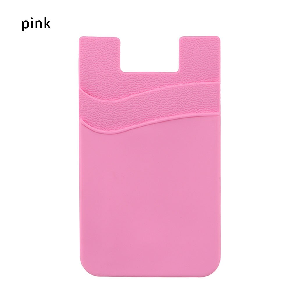 Universal Silicone Phone Wallet Case Stick On ID Credit Card Holder Self-Adhesive Elastic Cellphone Pocket Sticker Card Sleeves: 9.8x5.7cm pink
