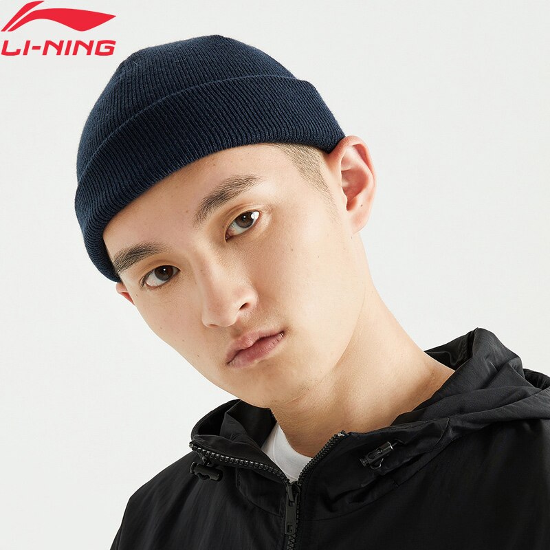 Li-ning-gorro de punto de tendencia Unisex, 100% antiestática de 21cm, forro acrílico, gorros deportivos cómodos, AMZQ054