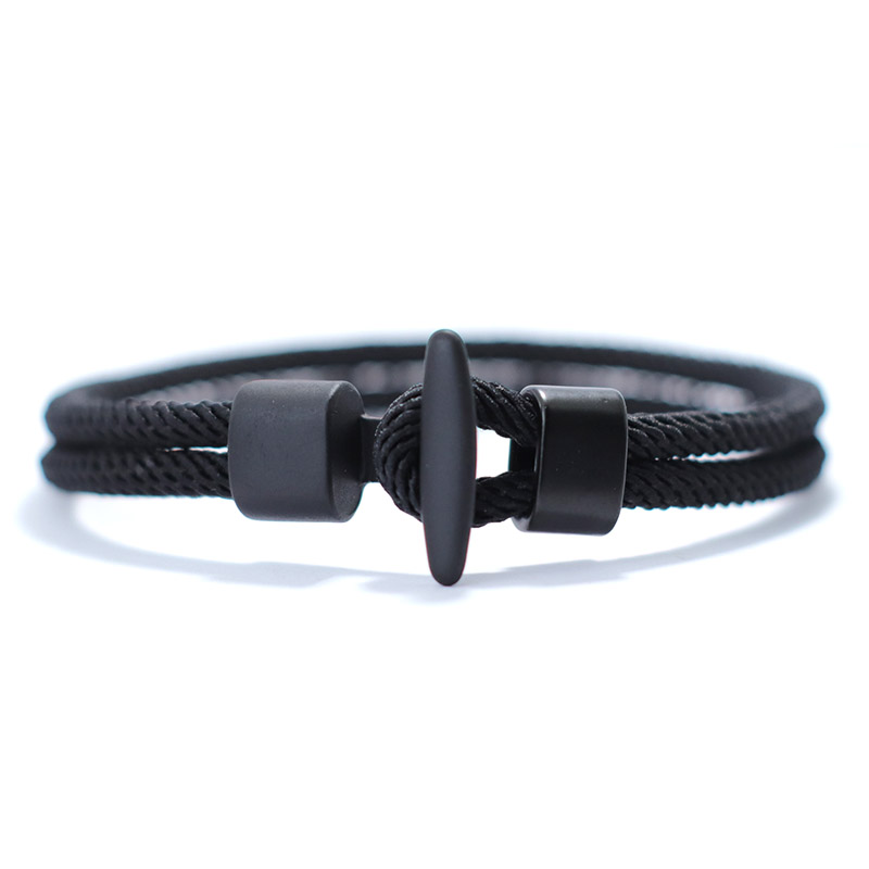 51Luckind Simple Milan Rope Bracelet Handmade Men Women Outdoor Survival Braclet For Camping Armband Thread Jewelry: 17.5cm / Imitation Rhodium Plated