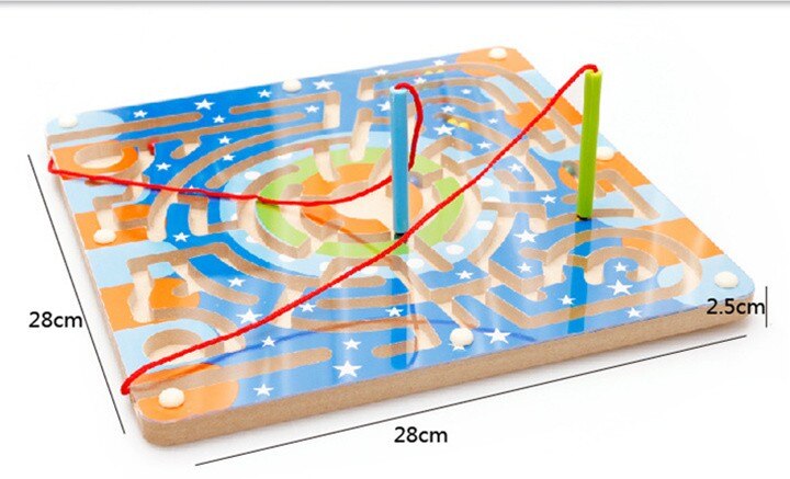 [Divertente] la sfera magnetica del labirinto rbitale anulare in legno sviluppa intelligenza dei bambini, regalo educativo del giocattolo di interazione genitore-figlio
