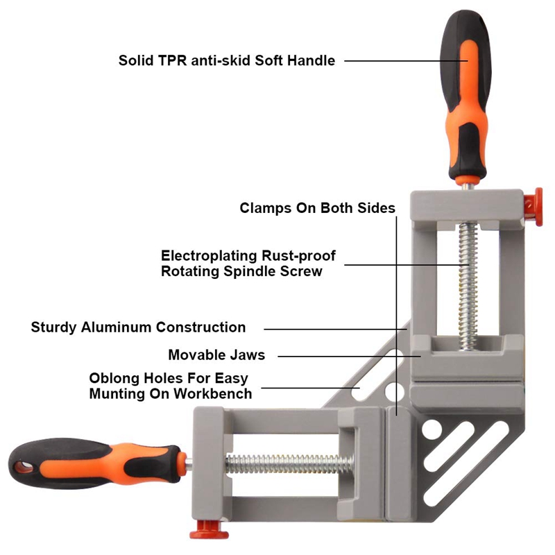 Double Handle Corner Clamp, 90 Degree Quick Release Corner Clamp For Welding, Wood-Working, Photo Framing