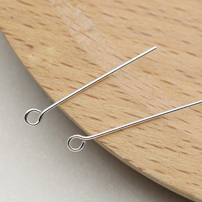 10pcs Real Pure Solid 925 Sterling Silver Needle Pins for DIY Jewelry Making Findings Earring Necklace Connector Part Base: 9 Shape / 25 mm