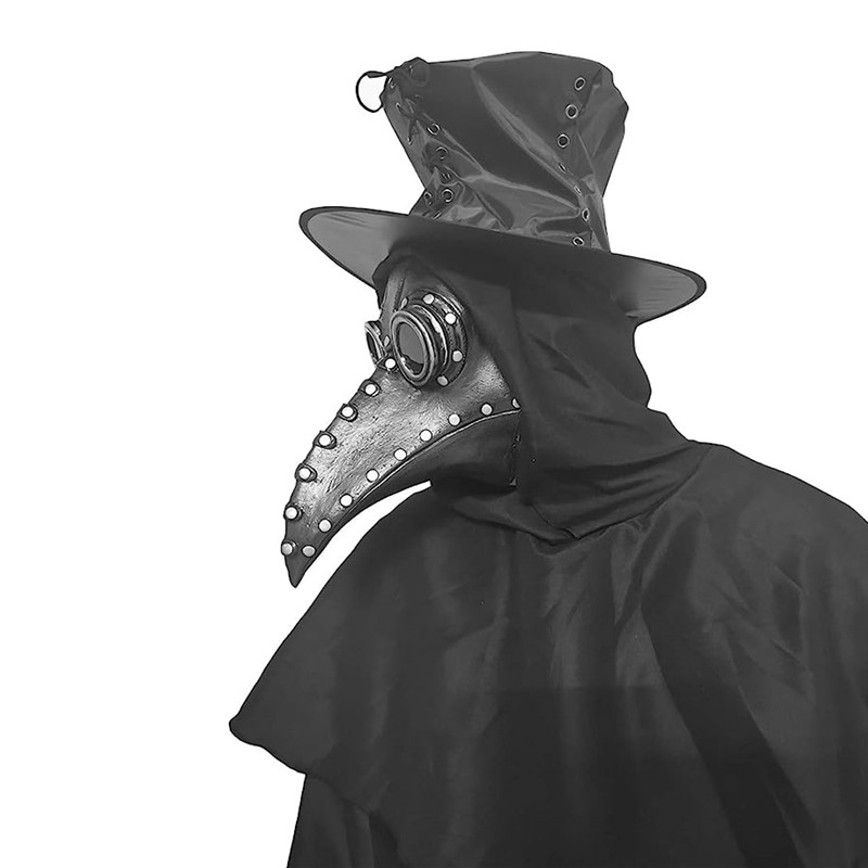 5pc Zwart Rubber Pest Arts Masker Lange Neus Vogel Beek Steampunk Gas Latex Gezichtsmasker Halloween Cosplay Prop voor kinderen en volwassenen