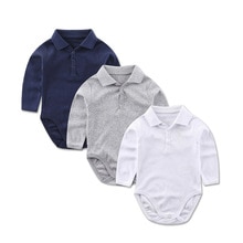 Cotton Long Sleeve Bodysuits For Newborns Baby Boy Clothes Turndown Shirt Collar Kids Jumpsuit Infant Clothing