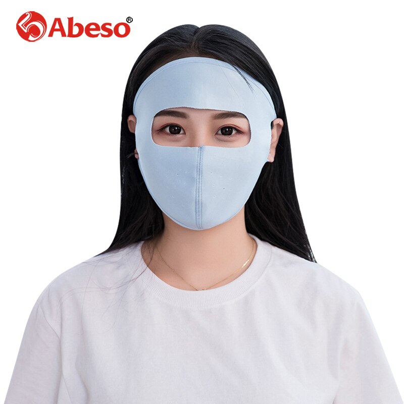 Abeso Zon Bescherming Masker Zomer Ijs Zijde Cooling Ademend Volgelaatsmasker Voor Motorrijden Outdoor UV Blokkeren Masker A7339