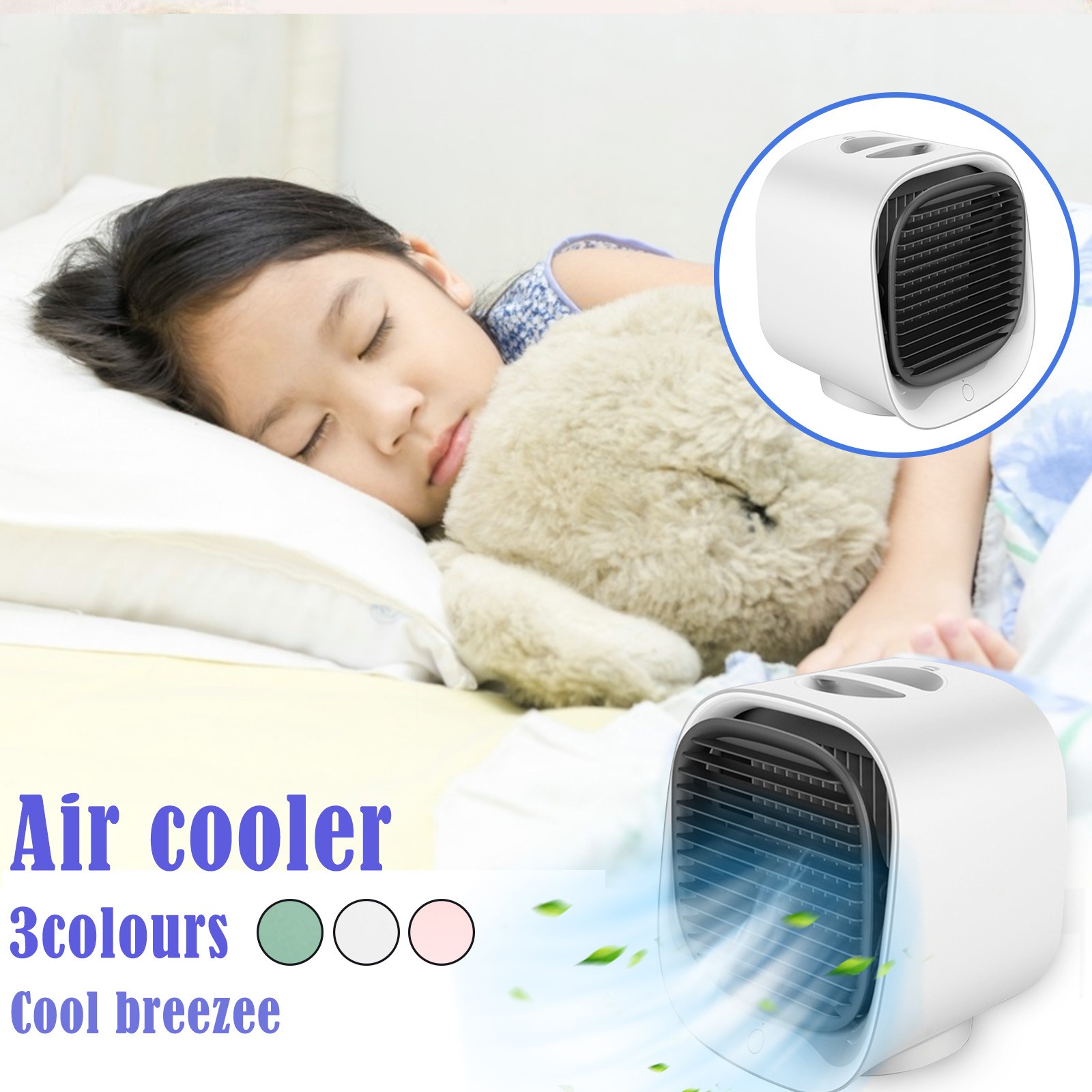 Desktop Air Conditioner Fan Usb Small Cold Air Purifying Humidifying Air Cooler 300ml Water Tank Capacity With Usb Cable Gadgets