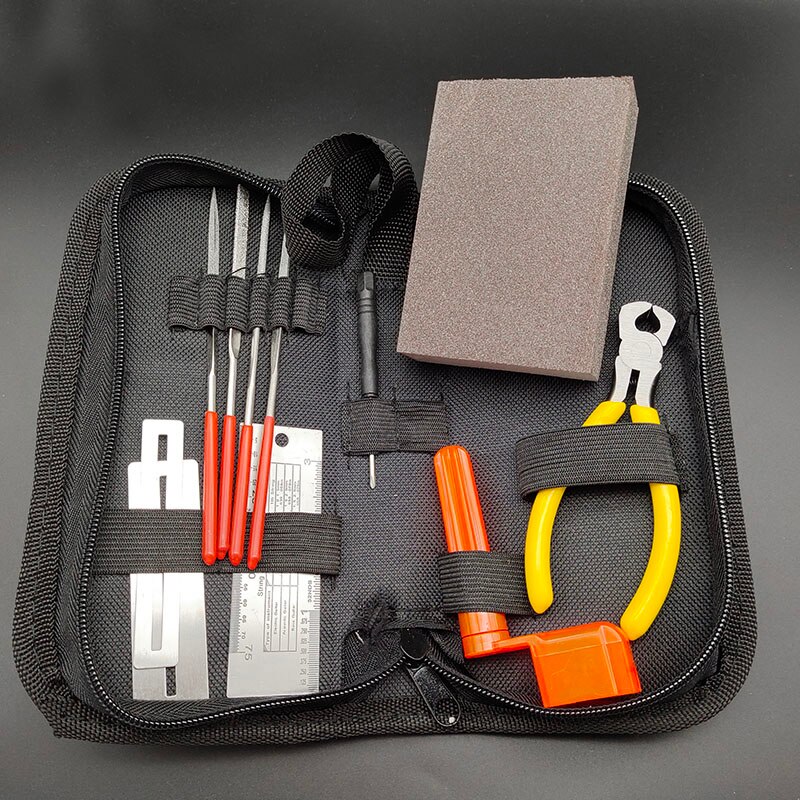 Acoustic Electric Guitar Ukulele Fret Repair Tool Kit Fret Crowning File Polish Took Winder Fret Ruler String Cutter Guitar Part: Kit M