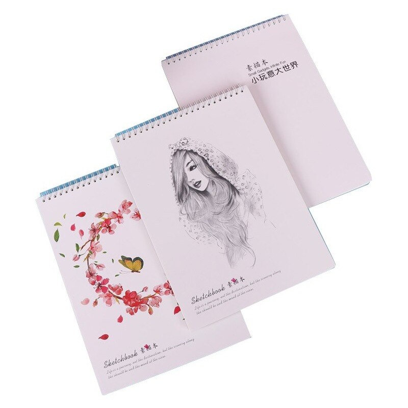 A4 Coil Loose-leaf Sketchbook Spiral Bound Cartoon Cover Kraft Blank Drawing Book Sketch Diary Memo Note Office School