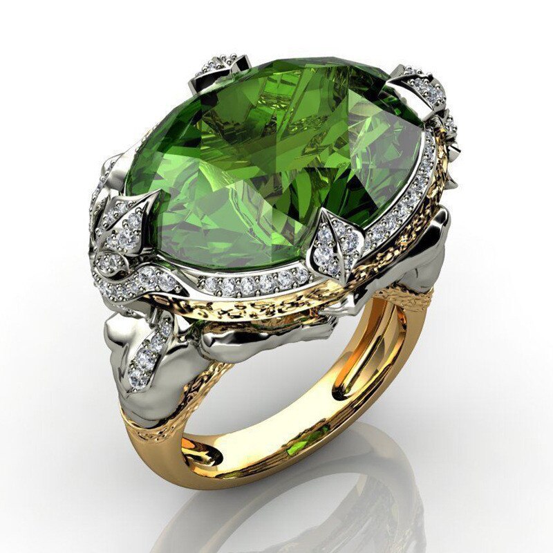 Vintage Groen Zirkoon Ringen Voor Vrouwen Accessoires Engagement Ring Dames Mode Boho Wedding Promise Ringen Vrouwelijke Femme Ring
