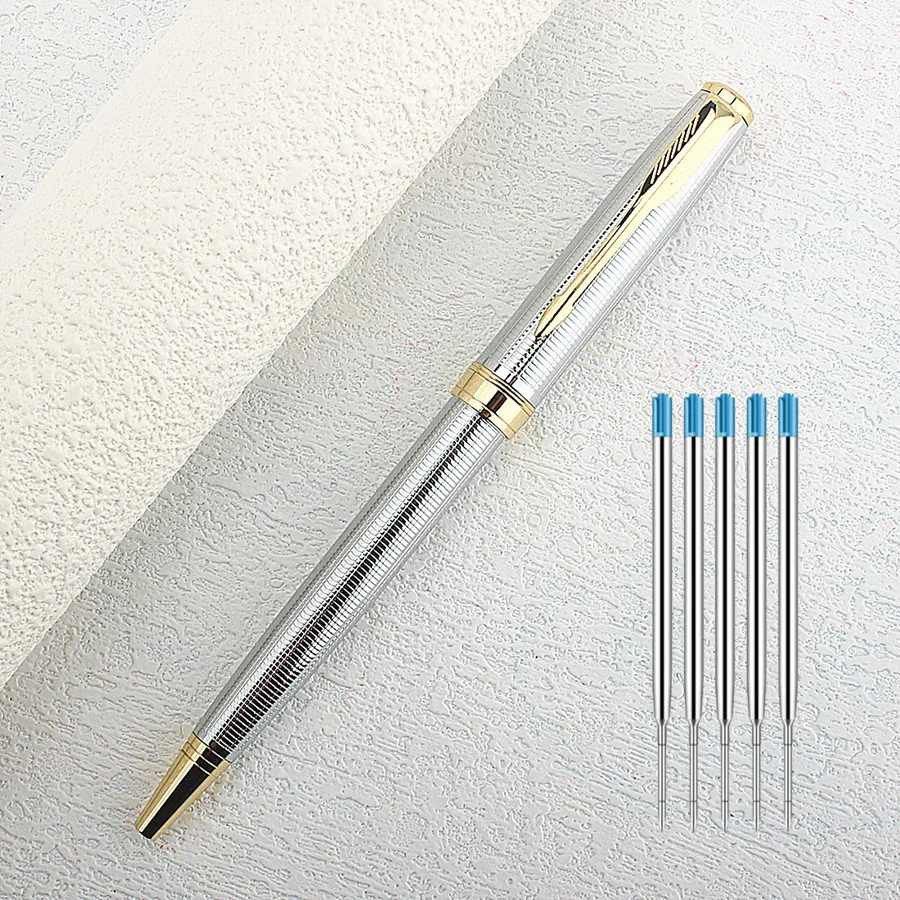 Metal Ballpoint Pen Rotation Style Commercial Pens for School Office Stationery Supplies Core Automatic Ball Pen: Yellow