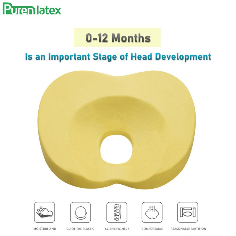 Purenlatex Newborn Baby Head Shaping Pillow 0-12 Months Memory Foam Preventing Flat Head Syndrome(Plagiocephaly) Neck Support