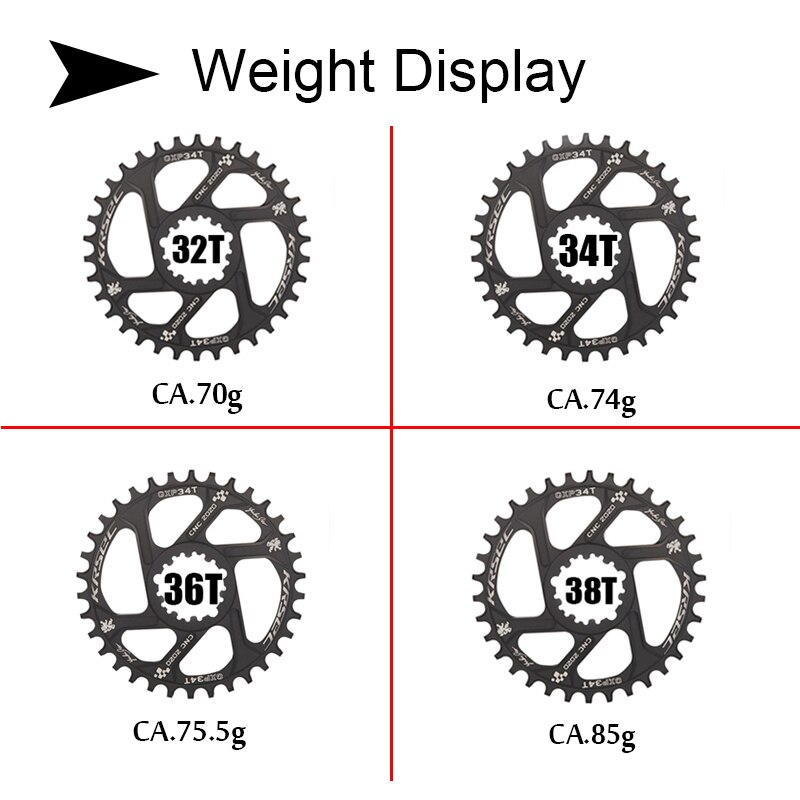 Krsec gxp chainring offset 6mm corrente anel t6 liga de alumínio roda para 8/9/10/11/12s corrente 32/34/36/38t mtb bicicleta acessórios