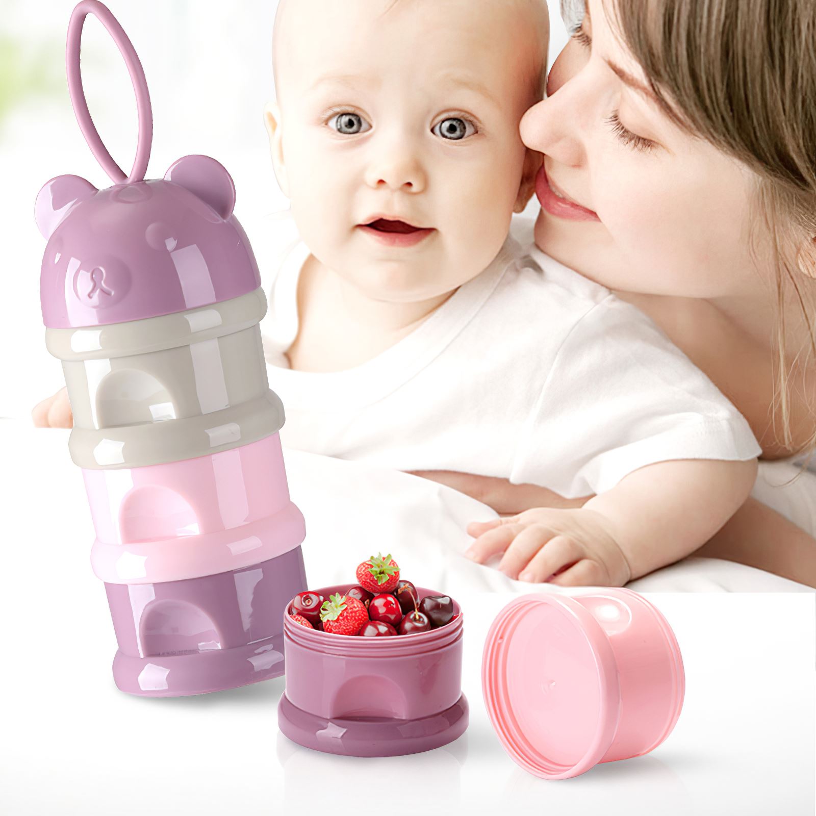 Babyvoeding Opbergdoos Multifunctionele Drie-Layer Melkpoeder Doos Snack Container Cartoon Stijl Formule Dispenser Outdoor Reizen