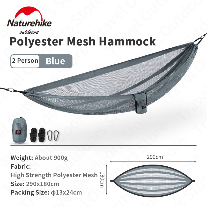 Naturehike – hamac en toile d&#39;araignée ultraléger pour 1 à 2 personnes, sensation de glace, respirant, poids 800 kg, DC-C02 g, été, 200: 2 Person Blue
