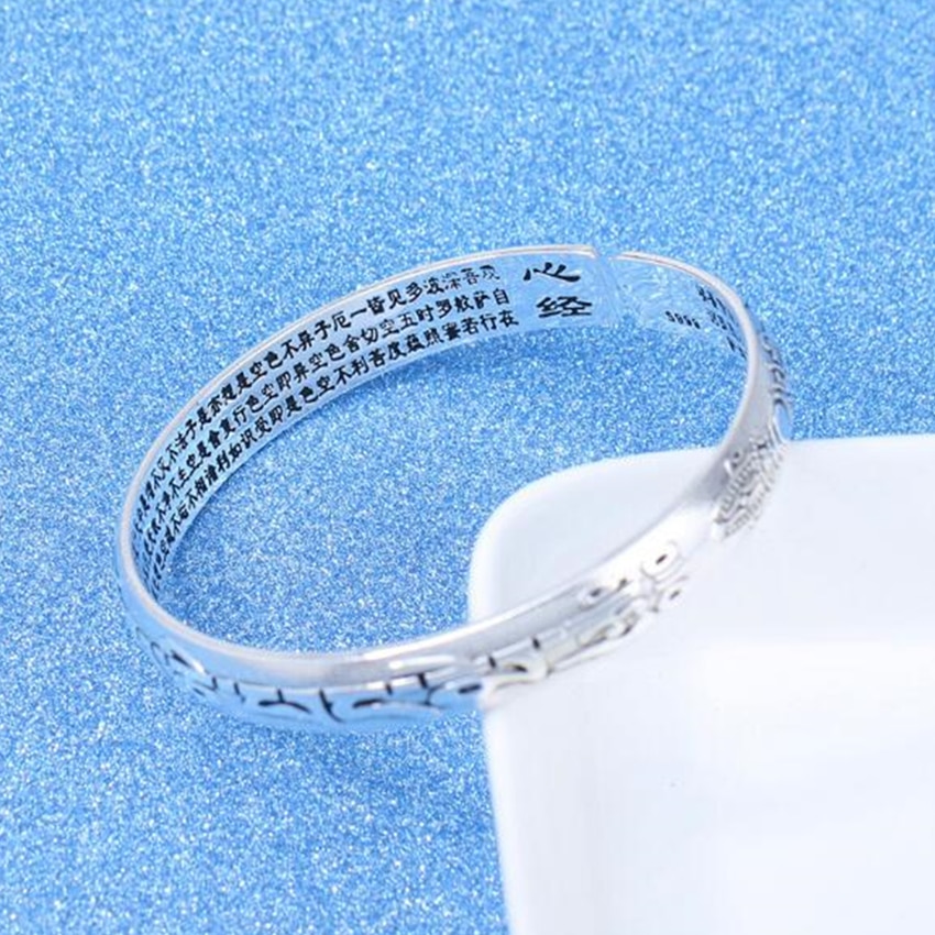 NEHZY-pulsera con sello de plata S999 para hombre y mujer, brazalete clásico de seis palabras, con letras budistas, mantra abierta, joyería