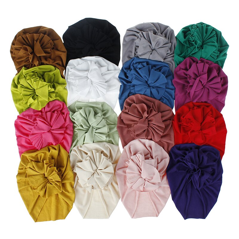 Flor do bebê menina bandana com gorro boné de algodão macio crianças turbante criança faixa de cabelo headbands para meninas acessórios de cabelo do bebê