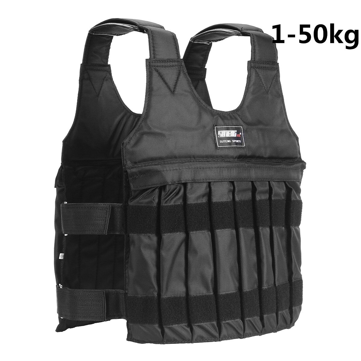20kg/50kg exercício carga peso colete boxe correndo estilingue treino treino fitness colete ajustável: Black