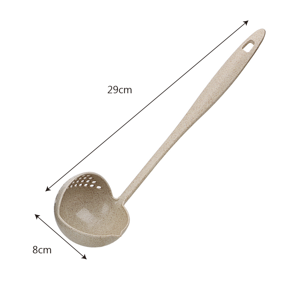 Hvedehalm køkkentilbehør langt håndtag dørslag værktøj suppeske grød skeer med filter 2 in 1