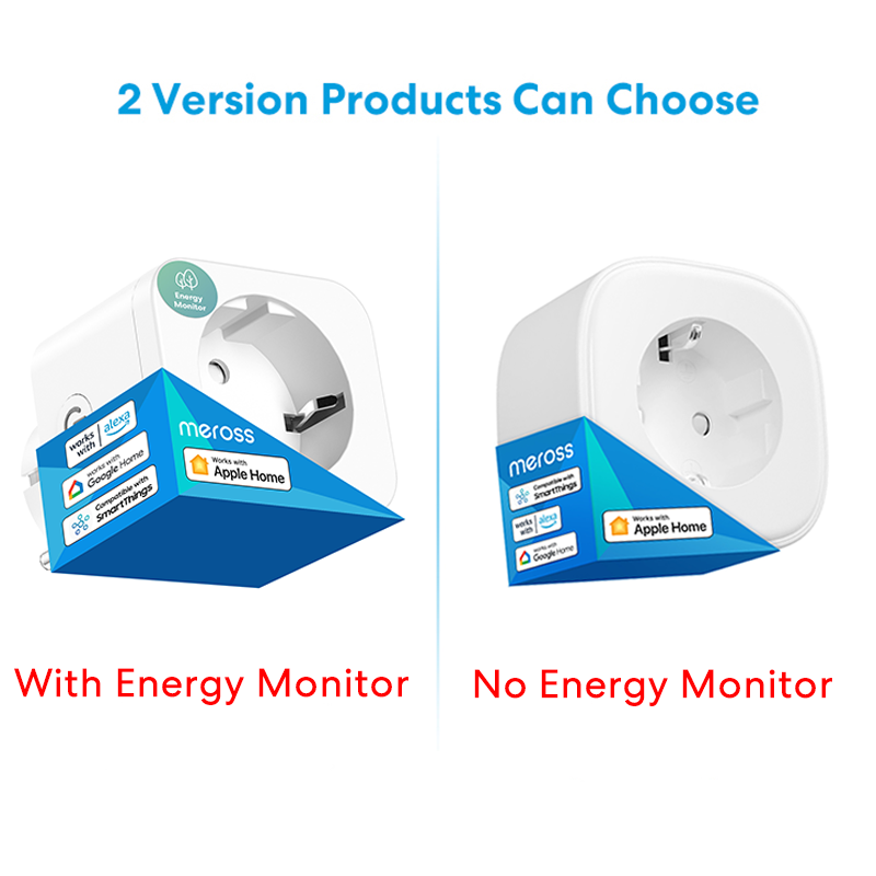Meross 16A HomeKit enchufe inteligente con Monitor de energía enchufe WiFi UE Control remoto por voz compatible con asistente de Google Alexa SmartThings